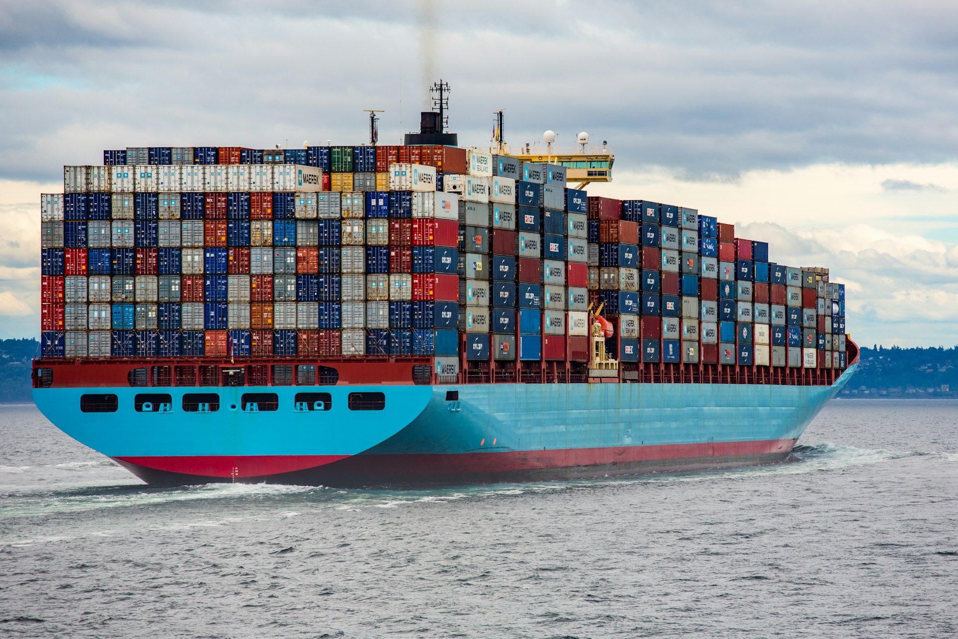 Cargo ship at sea